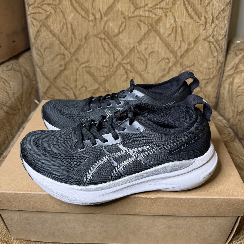 ASICS Gel Kayano 31 Black Silver Women's Running Shoes size 8 WIDE (No Insoles)